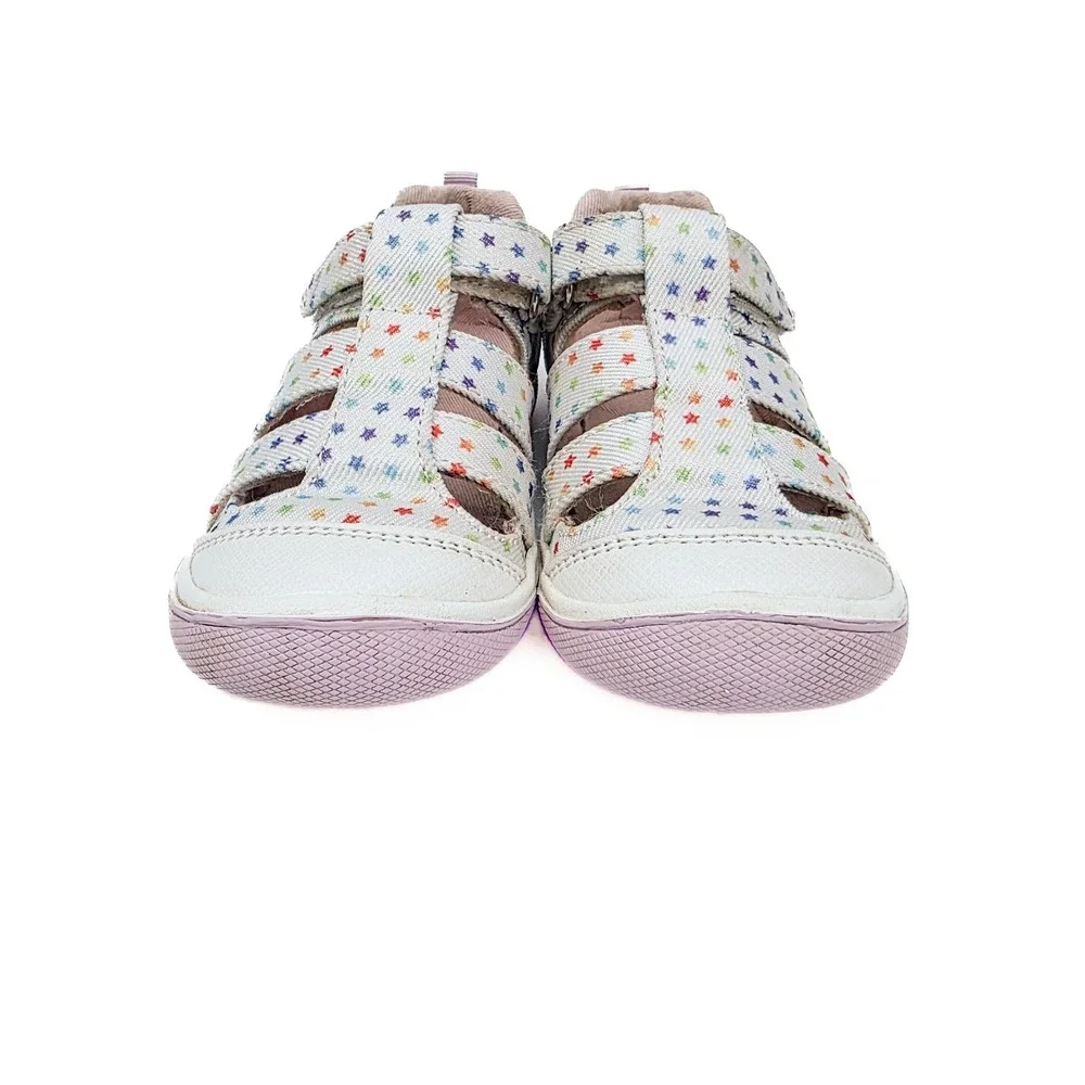 Stride Rite Hadley 2.0 Girls 8.5M Rainbow Star Sandal Sneakers White Hook Loop
